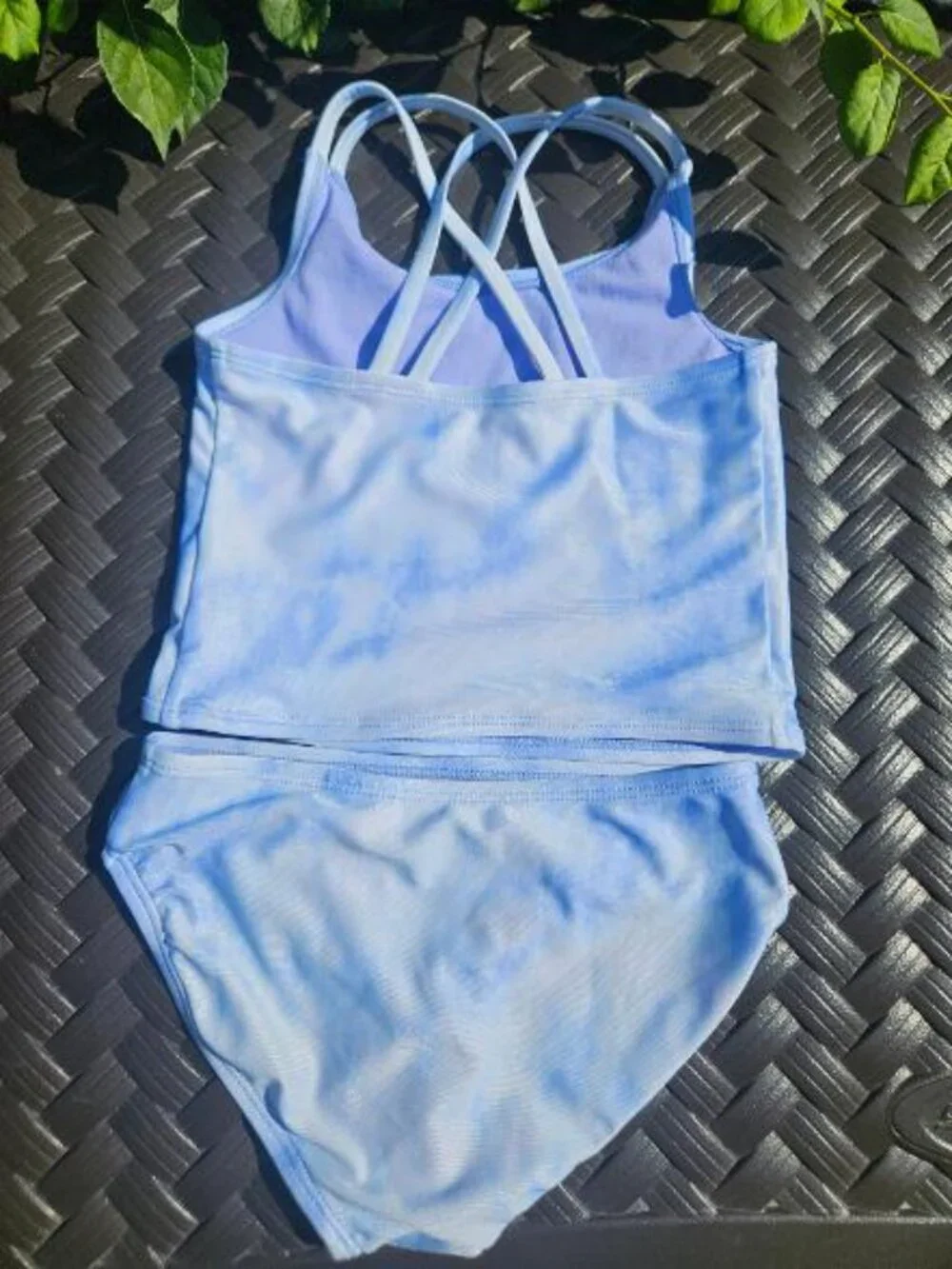 Gap Kids Tankini Swimsuit Small Blue White Tie Dye 2 Piece